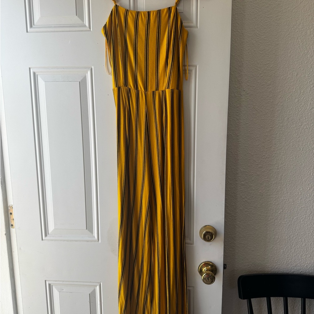 Yellow Striped Jumpsuit Romper